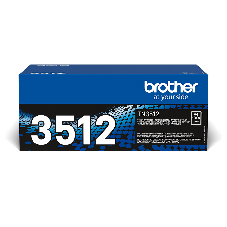 Originali Brother didelio našumo TN3512 dažų kasetė – juodos spalvos 